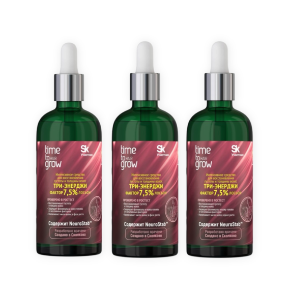Набор «Интенсивное средство для восстановления густоты и толщины волос три-энерджи фактор 7,5% лосьон. Содержит NeuroStab™ : 3 флакона на курс»